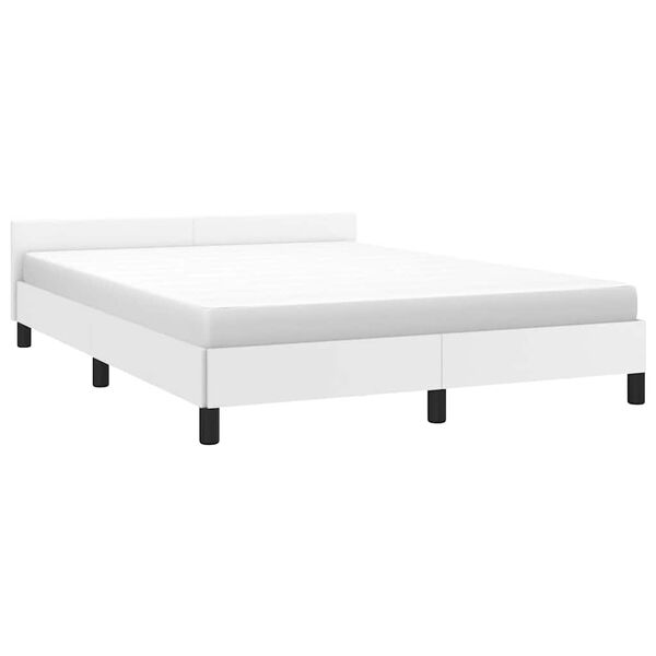 vidaXL Bettgestell mit Kopfteil ohne Matratze Wei&szlig; 140x190 cm