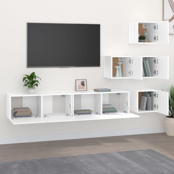vidaXL TV-Wandschrank Wei&szlig; Holzwerkstoff