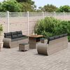 vidaXL Gartensofa-set mit Kissen mit Speicher 10 pcs Grau Poly-Rattan