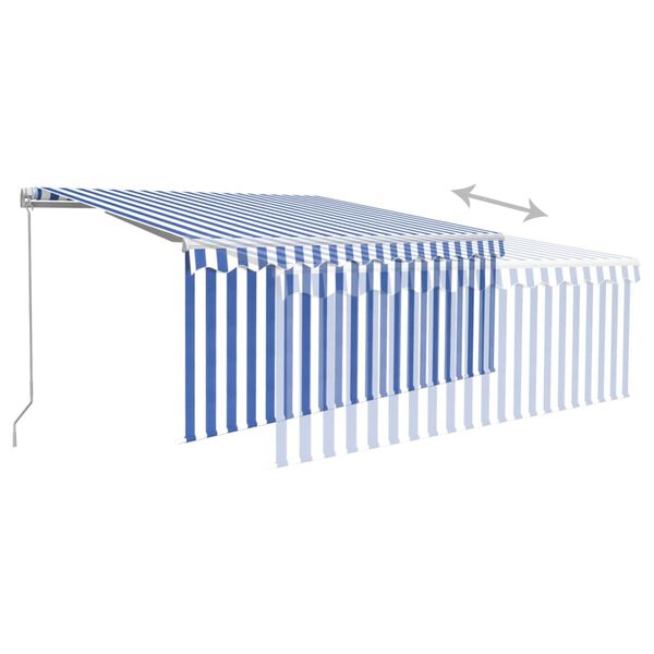 vidaXL Markise Manuell Einziehbar mit Rollo 3x2,5 m Blau und Wei&szlig;