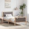 vidaXL Bettrahmen mit Kopfteil Taupe 90 x 190 cm Massives Kiefernholz