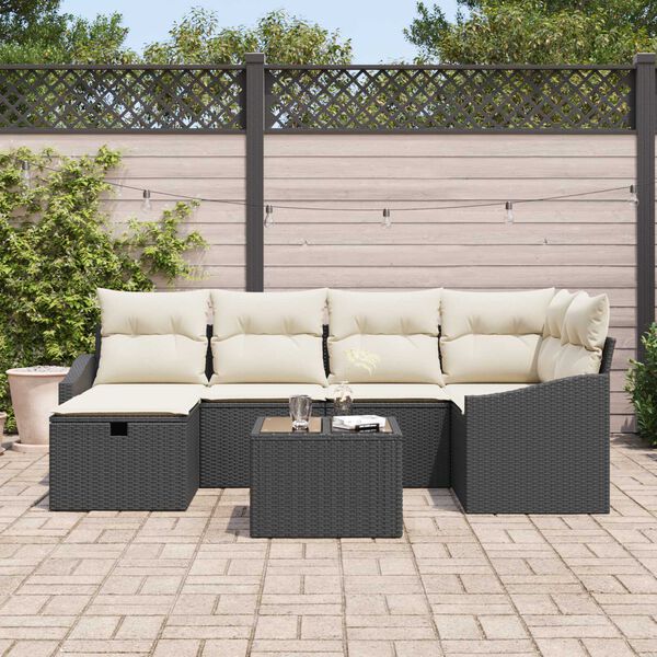 vidaXL Sofa Set mit Kissen 6 pcs Poly-Rattan