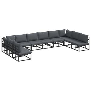 vidaXL Gartensofa-set 10 stk. Schwarz Aluminium