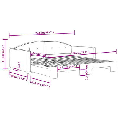 vidaXL Tagesbett Ausziehbar Hellgrau 100x200 cm Samt