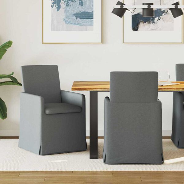 vidaXL Esszimmerst&uuml;hle 2 pcs Dunkelgrau 57 x 67 x 95 cm Stoff