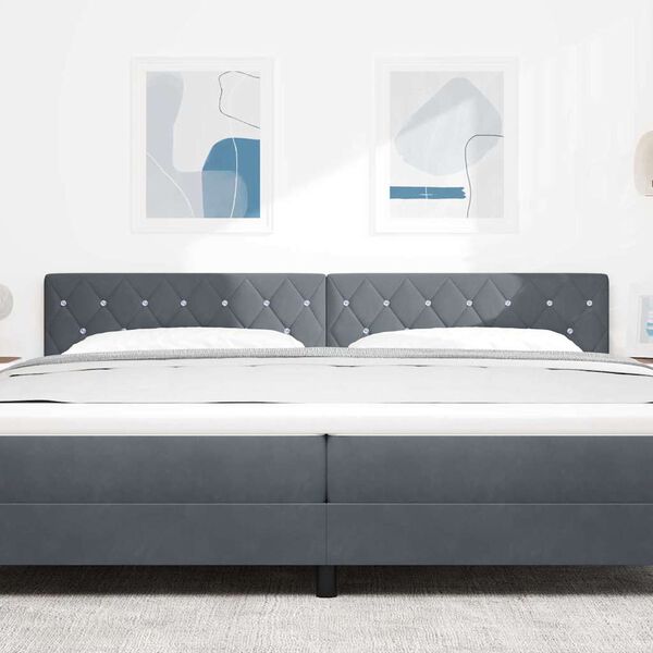 vidaXL LED Kopfteil mit LED-Lichtleisten Dunkelgrau 200 cm Polyester