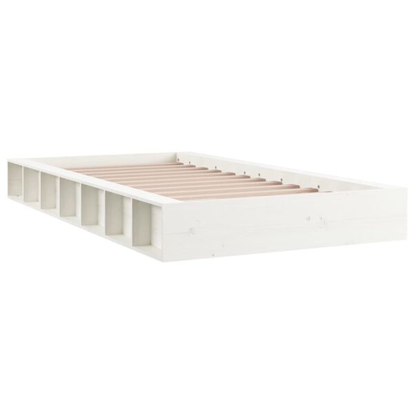 vidaXL Massivholzbett Wei&szlig; 140x190 cm