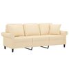 vidaXL 3-Sitzer-Sofa mit Kissen Creme 180 cm Stoff