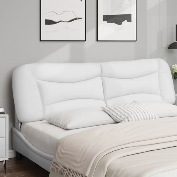 vidaXL Kopfteil-Kissen "Hvar" Wei&szlig; 193 cm Kunstleder