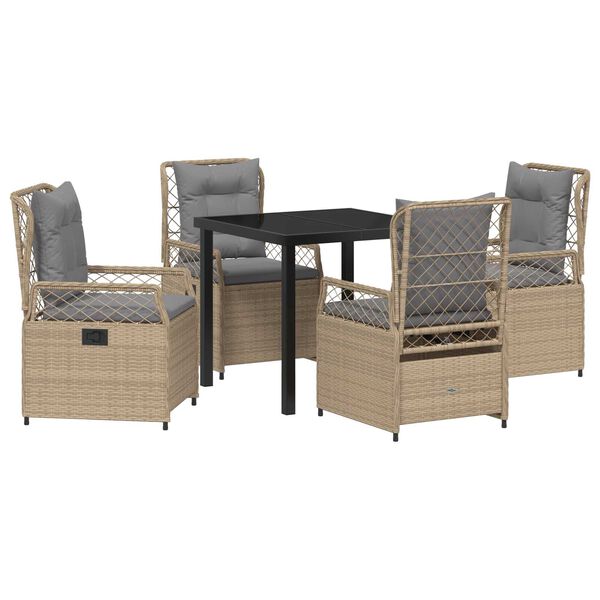 vidaXL Garten Essgruppe 5 pcs Beige und Hellgrau Poly-Rattan