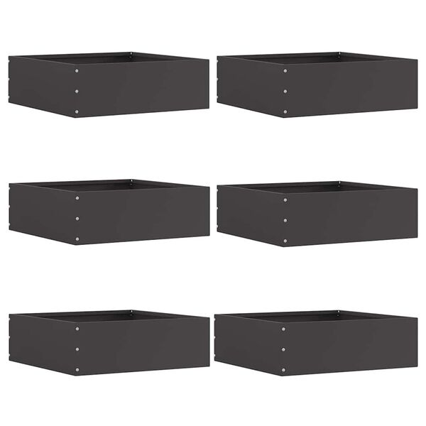 vidaXL Raseneinfassung 6 pcs Schwarz 40 x 40 x 13 cm Stahl
