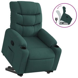 vidaXL Relaxsessel mit Aufstehhilfe Dunkelgr&uuml;n Stoff