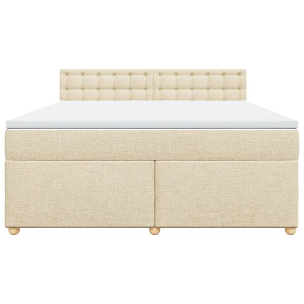 vidaXL Boxspringbett mit Matratze Creme 180x200 cm Stoff