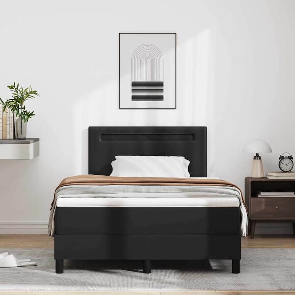 vidaXL Boxspringbett mit Matratze Schwarz 120 x 190 cm Kunstleder