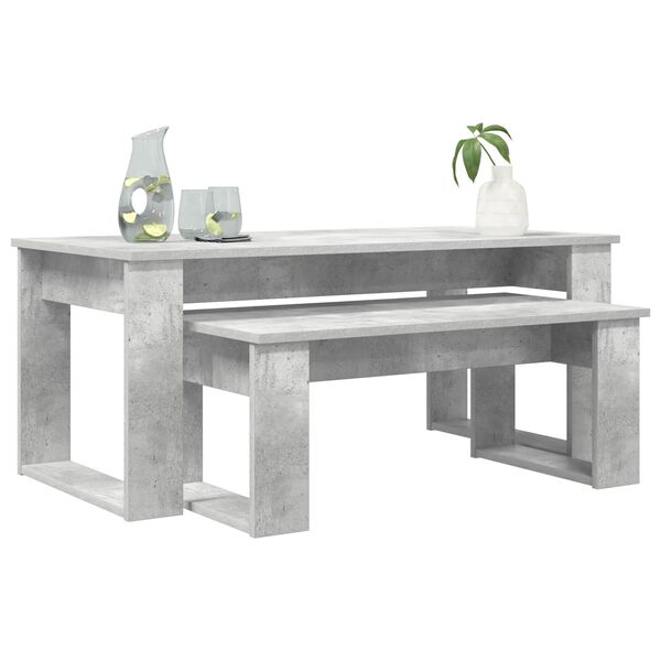 vidaXL Kaffeetisch Set 2 pcs Beton Grau Holzwerkstoff