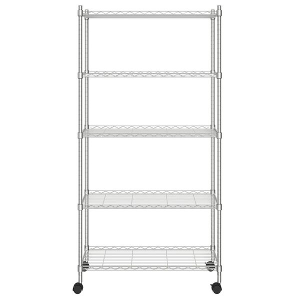 vidaXL Lagerregal mit 5 B&ouml;den und Rollen 75x35x155 cm Chrom 250 kg