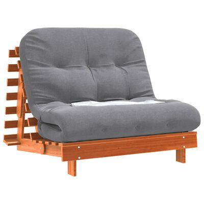 vidaXL Futon Schlafsofa mit Matratze Braun 100x206x11 cm Kiefernholz