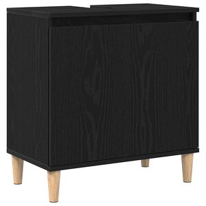 vidaXL Waschbeckenschrank mit T&uuml;r Schwarz Eichen-Optik 58 x 33 x 60 cm