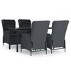 vidaXL 5-tlg. Garten-Essgruppe Dunkelgrau Poly Rattan