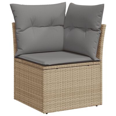 vidaXL 5-tlg. Garten-Sofagarnitur mit Kissen Beige Poly Rattan