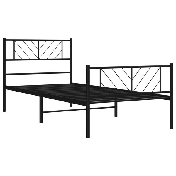 vidaXL Bettgestell mit Kopf- und Fu&szlig;teil Metall Schwarz 75x190 cm