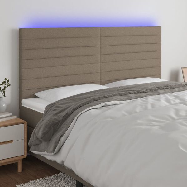 vidaXL LED Kopfteil Taupe 160x5x118/128 cm Stoff
