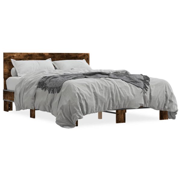 vidaXL Bettgestell R&auml;uchereiche 135x190 cm Holzwerkstoff und Metall