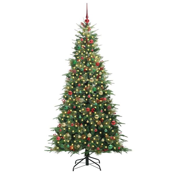 vidaXL K&uuml;nstlicher klappbarer Weihnachtsbaum Gr&uuml;n 210 cm PE und PVC