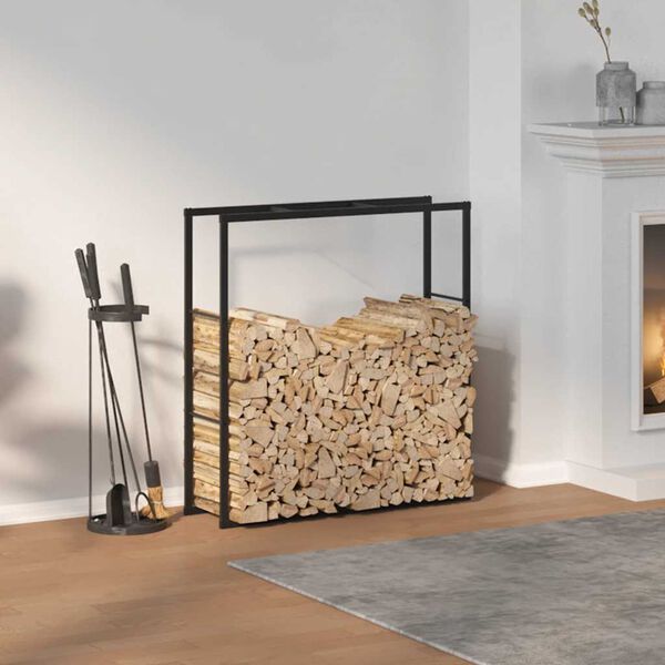 vidaXL Brennholzregal Schwarz 110x30x116 cm Stahl