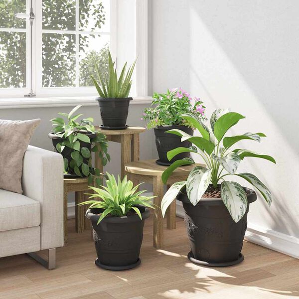 vidaXL Runder Blumentopf 24 pcs Schwarz &Oslash; 26 x 21,5 cm Kunststoff