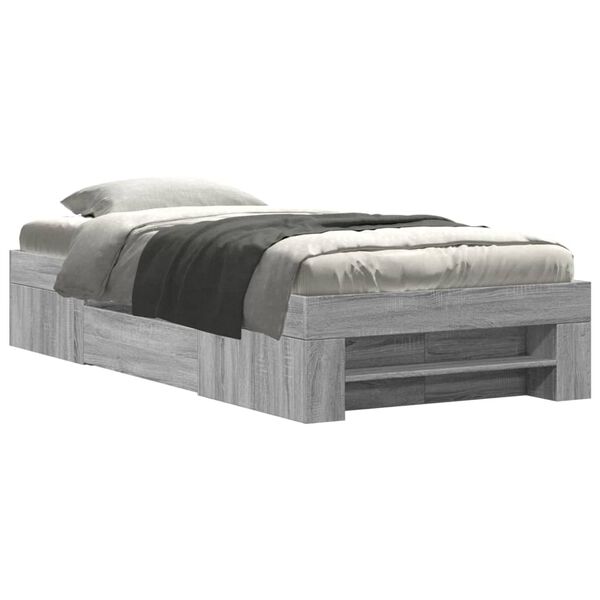 vidaXL Bettgestell Grau Sonoma 90x200 cm Holzwerkstoff