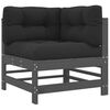 vidaXL Ecksofa mit Kissen Grau Massivholz Kiefer