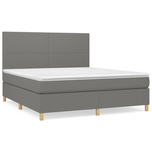 vidaXL Boxspringbett mit Matratze Dunkelgrau 160x200 cm Stoff