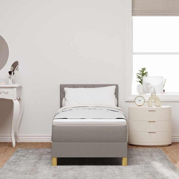 vidaXL LED Boxspringbett mit LED-Lichtleisten Taupe 80 x 200 cm Stoff