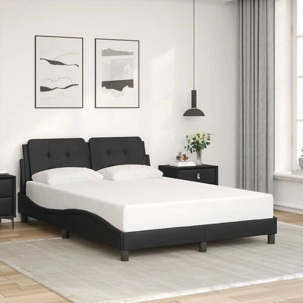vidaXL Bettgestell ohne Matratze "Zadar" Schwarz 140x200 cm Kunstleder