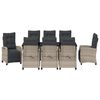 vidaXL Garten Essgruppe mit Kissen 9 pcs Hellgrau Poly-Rattan
