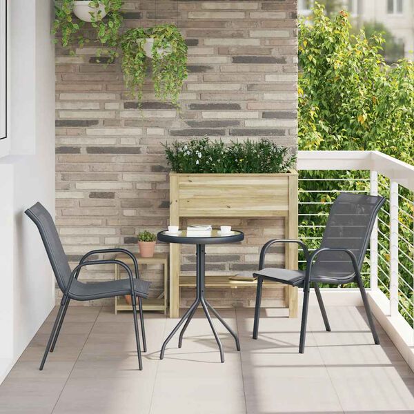 vidaXL Stapelbare Gartenst&uuml;hle 2 Stk. Grau Textilene