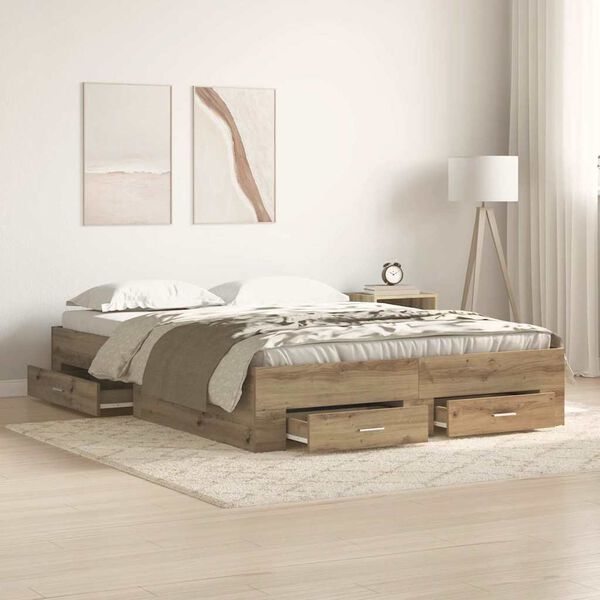 vidaXL Bettrahmen Artisan-Eiche 160 x 200 cm Holzwerkstoff