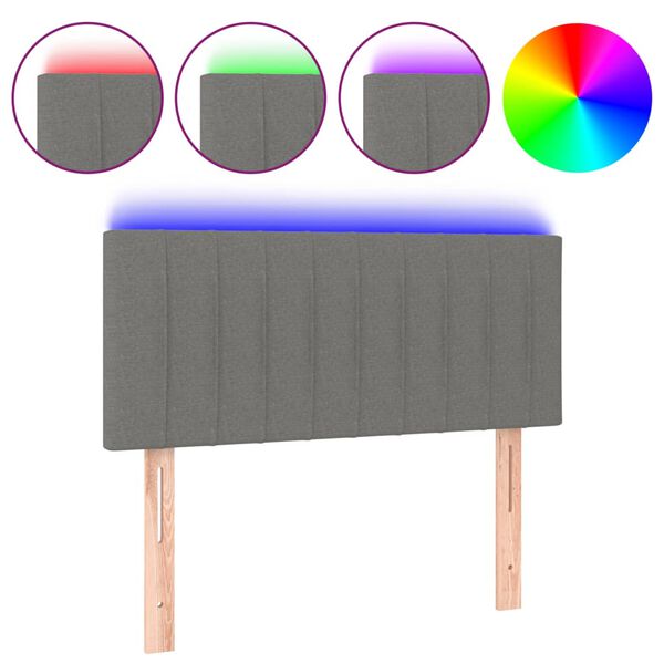 vidaXL LED Kopfteil Dunkelgrau 80x5x78/88 cm Stoff