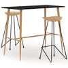 vidaXL 3-tlg. Bar-Set Schwarz