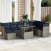 vidaXL 9-tlg. Garten-Sofagarnitur mit Kissen Grau Poly Rattan Akazie