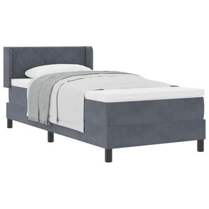 vidaXL Boxspringbett mit Kopfteil Dunkelgrau 190 x 90 cm Samt