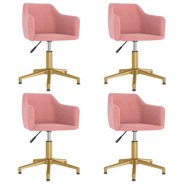 vidaXL Esszimmerst&uuml;hle 4 Stk. Drehbar Rosa Samt