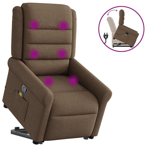 vidaXL Massagesessel mit Aufstehhilfe Braun Stoff