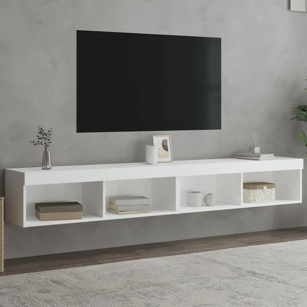 vidaXL TV-Schr&auml;nke mit LED-Leuchten 2 Stk. Wei&szlig; 100x30x30 cm