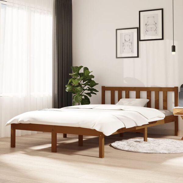 vidaXL Massivholzbett Honigbraun 120x200 cm