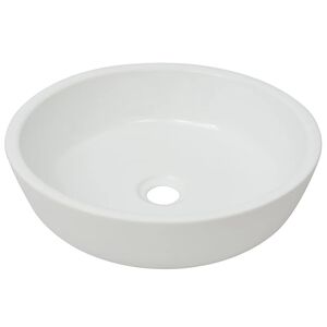 vidaXL Waschbecken Rund Keramik Wei&szlig; 42 x 12 cm