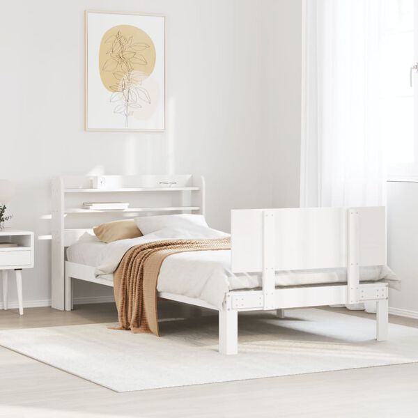 vidaXL Bettgestell mit Kopfteil ohne Matratze Wei&szlig; 90x190 cm