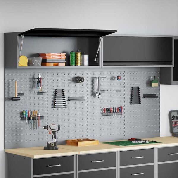 vidaXL Werkzeugschrank und Pegboard Set mit Regal 6 pcs Schwarz
