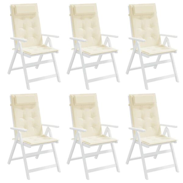vidaXL Hochlehner-Auflagen 6 Stk. Creme Oxford-Gewebe